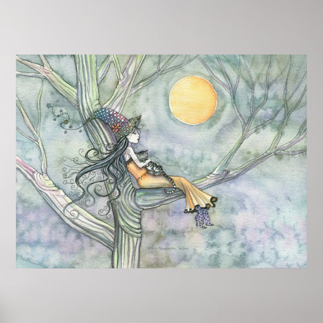 Affiche de chat sorcière de douce solitude (Devant)