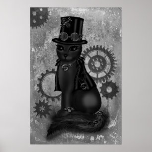 affiche de chat steampunk