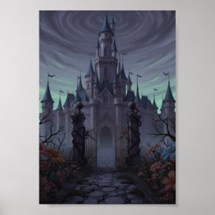 Affiche de Château Hanté Gothique Sombre aux Porta