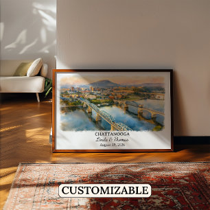 Affiche de Chattanooga Tennessee, Aquarelle, Sur m