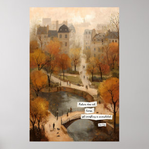 Affiche de chemin de parc d'automne Pont, Étang, L