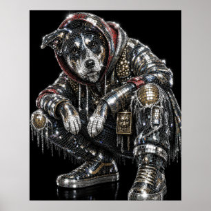 Affiche de chien en mosaïque disco Art mural mod