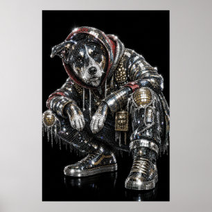 Affiche de chien en mosaïque disco Art mural mod