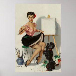 Affiche de chien pin-up d'Elvgren des années 1950
