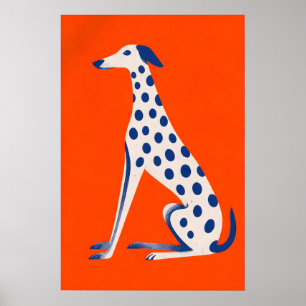 Affiche de chien tacheté, fond orange, fantaisiste