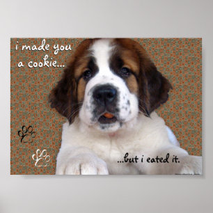 Affiche de chiots Saint-Bernard avec cookie