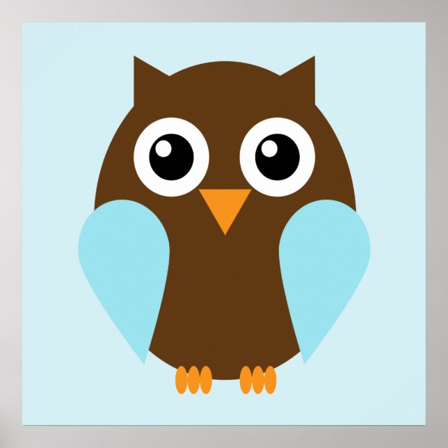 Affiche de chouette de dessin animé pour enfants (Devant)
