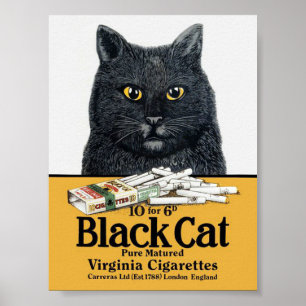 Affiche de cigarettes de chat noir