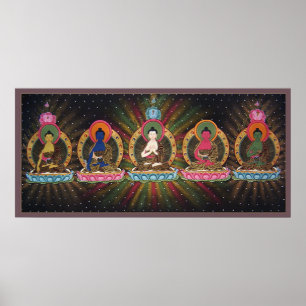 Affiche de cinq Dhyani Buddhas