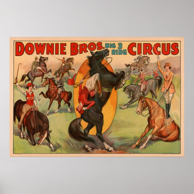 Affiche De Cirque Montrant De Nombreux Chevaux Fai (Devant)