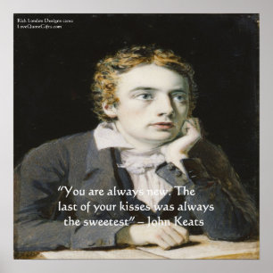 Affiche de citation d'amour de John Keats "Baisers