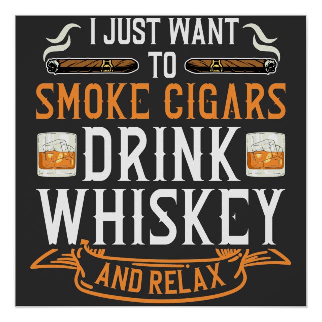 Affiche de citation de cigar et de whisky (Devant)