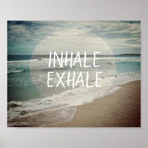 affiche de citation de l'océan bleu inhale exhale