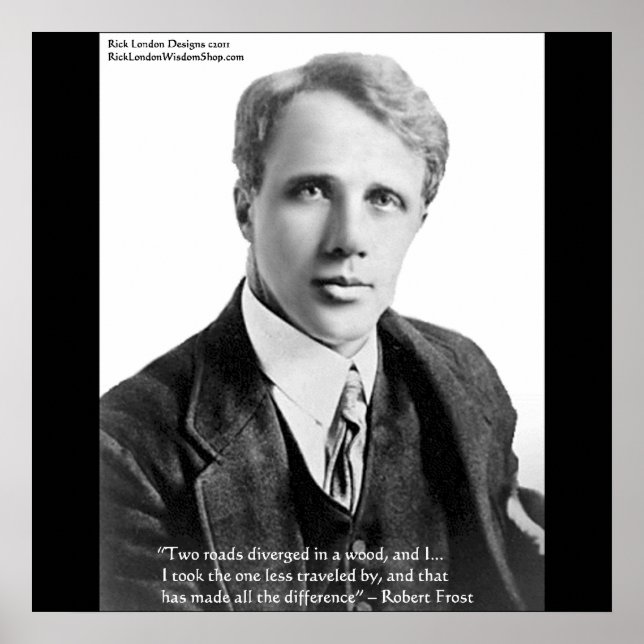Affiche de citation de Robert Frost sur la route m (Devant)
