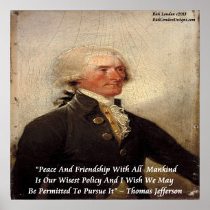 Affiche de citation de Thomas Jefferson "Paix et A