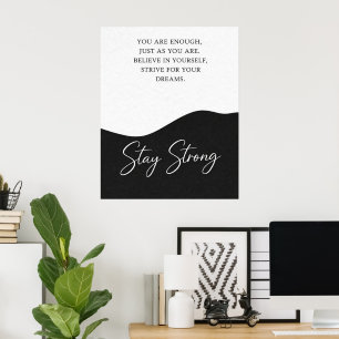 Affiche de citation d'encouragement noir et blanc