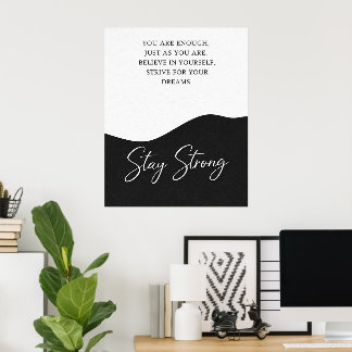 Affiche de citation d'encouragement noir et blanc