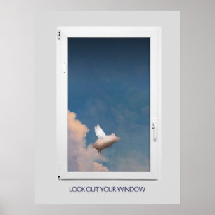 affiche de cochon volant - 24 x 32 pouces