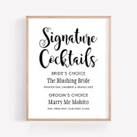 Affiche de cocktails signature | Écriture noire