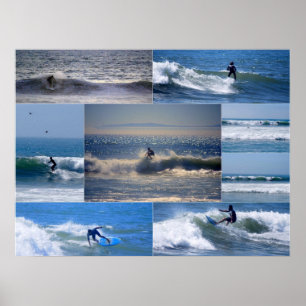 Affiche de collage des surfeurs de Californie