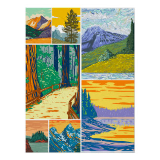 Affiche de collage forestier inspirée de la nature
