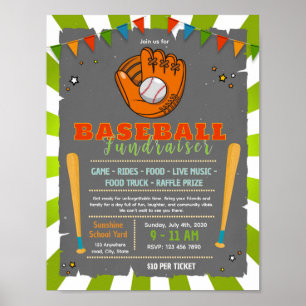 Affiche de collecte de fonds mignonne de baseball