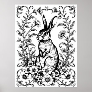Affiche de coloriage de lapin Art Nouveau 3