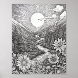 Affiche de coloriage du paysage relaxant