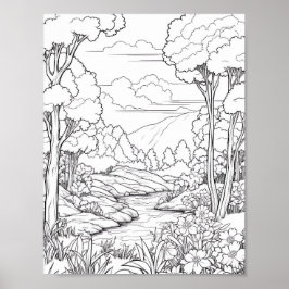 Affiche de coloriage du paysage relaxant