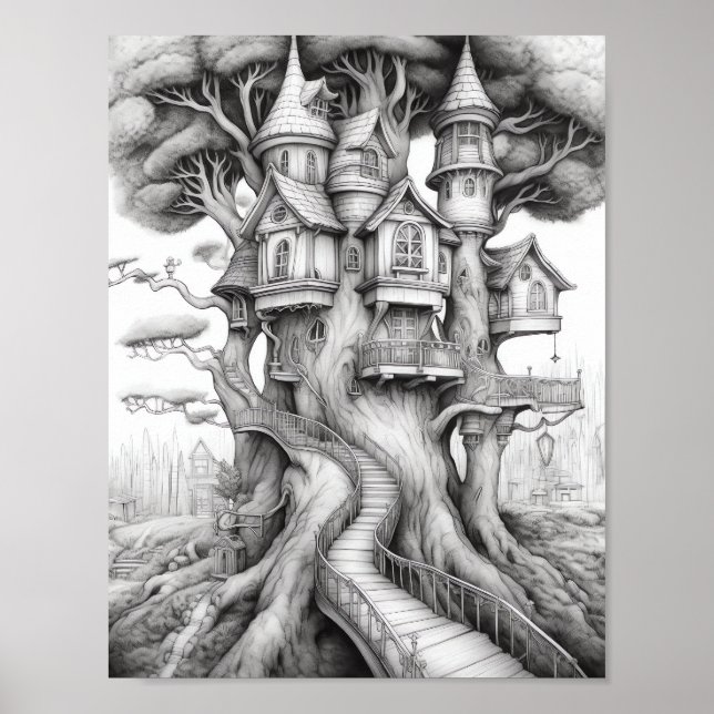 Affiche de coloriage du paysage relaxant (Devant)