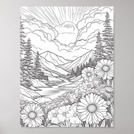 Affiche de coloriage du paysage relaxant