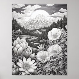 Affiche de coloriage du paysage relaxant