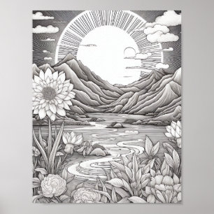 Affiche de coloriage du paysage relaxant