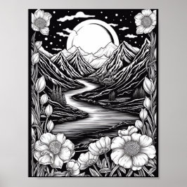 Affiche de coloriage du paysage relaxant