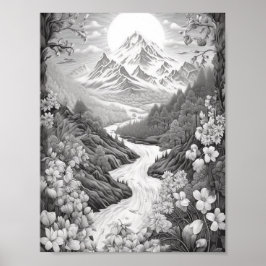 Affiche de coloriage du paysage relaxant