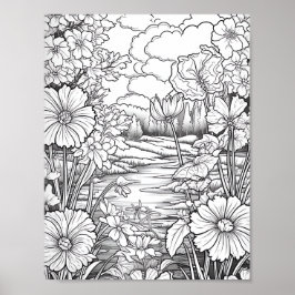 Affiche de coloriage du paysage relaxant