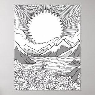 Affiche de coloriage du paysage relaxant