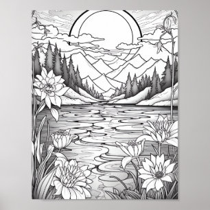 Affiche de coloriage du paysage relaxant
