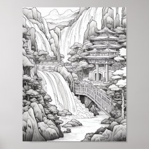 Affiche de coloriage du paysage relaxant
