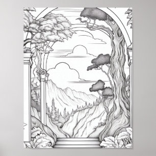 Affiche de coloriage du paysage relaxant
