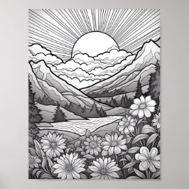 Affiche de coloriage du paysage relaxant
