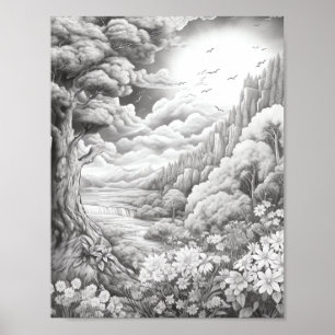 Affiche de coloriage du paysage relaxant