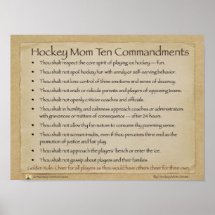 Affiche de commandements de la maman Dix d'hockey
