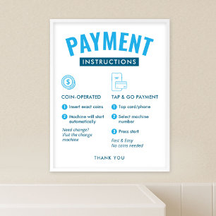 Affiche de consignes de paiement pour laverie auto