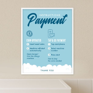 Affiche de consignes de paiement pour laverie auto