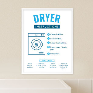 Affiche de consignes pour sèche-linge de laverie a