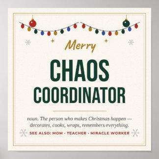 Affiche de coordinateur de chaos - Noël drôle défi