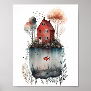 Affiche de cottage suédois