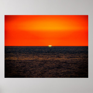 Affiche de coucher de soleil de Maui rouge foncé