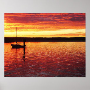 Affiche de coucher du soleil de baie de Morro